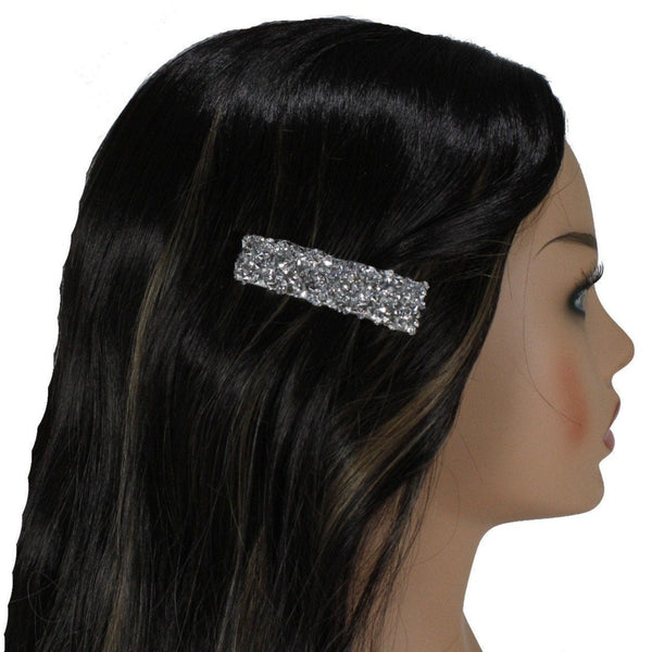 sparkly silver wide alligator clip for thick hair