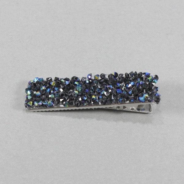 Shiny with dark blue crystals wide alligator hair clip
