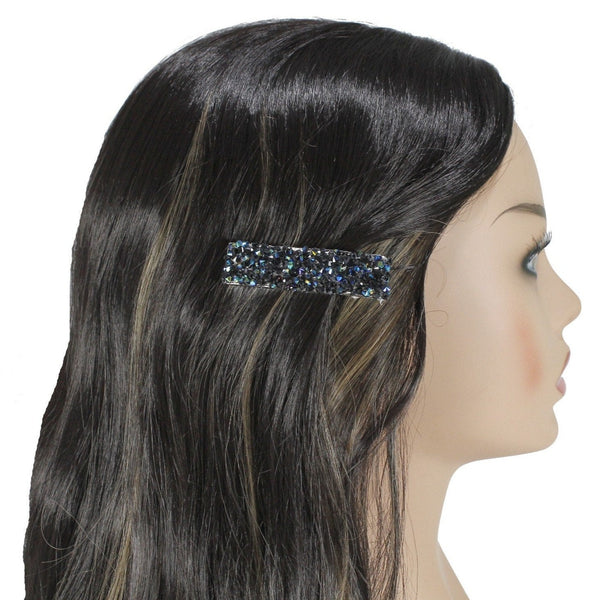 Shiny with dark blue crystals wide alligator hair clip