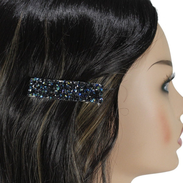 Shiny with dark blue crystals wide alligator hair clip