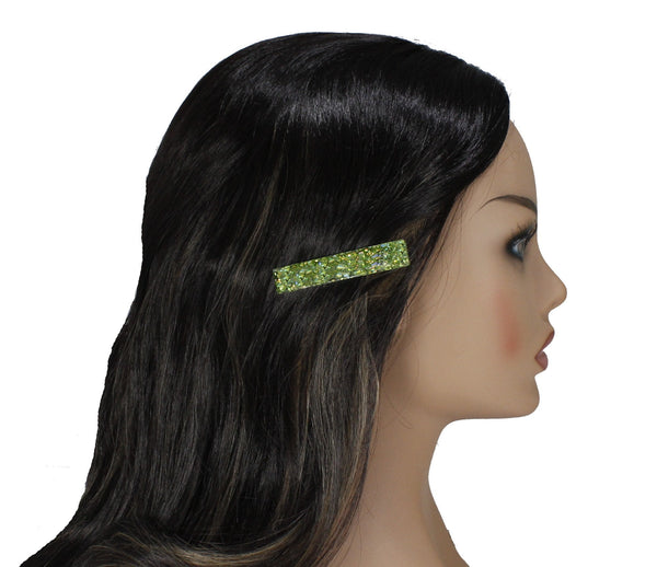 Green sparkly glitter hair clip for women or girls
