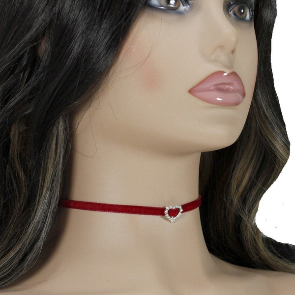 Red necklace with silver heart