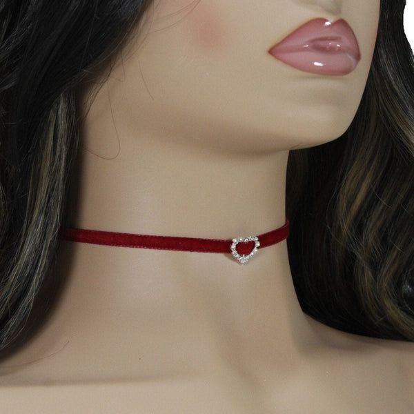 Delicate and petite red choker necklace for woman