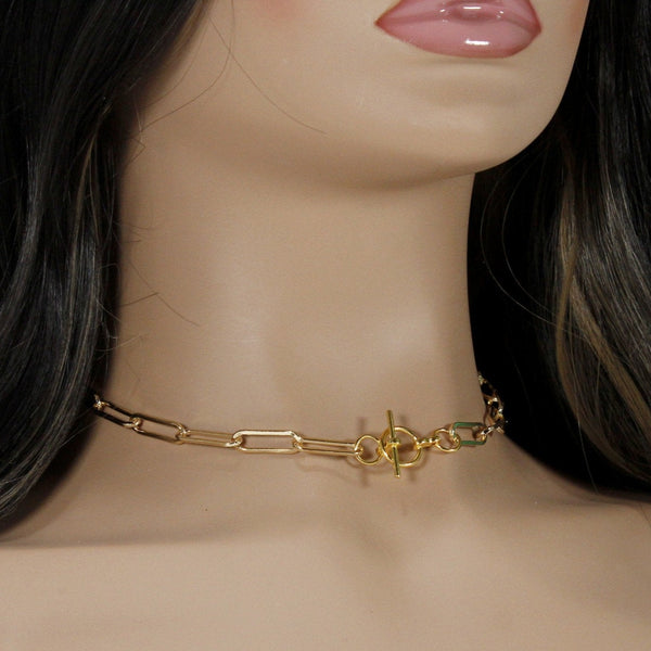 Chunky paper clip chain choker necklace for women