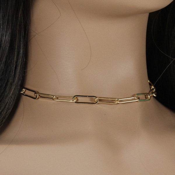 Chunky paper clip chain choker necklace for women