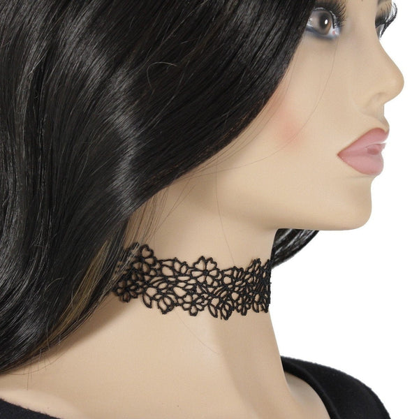 black floral lace choker necklace for women