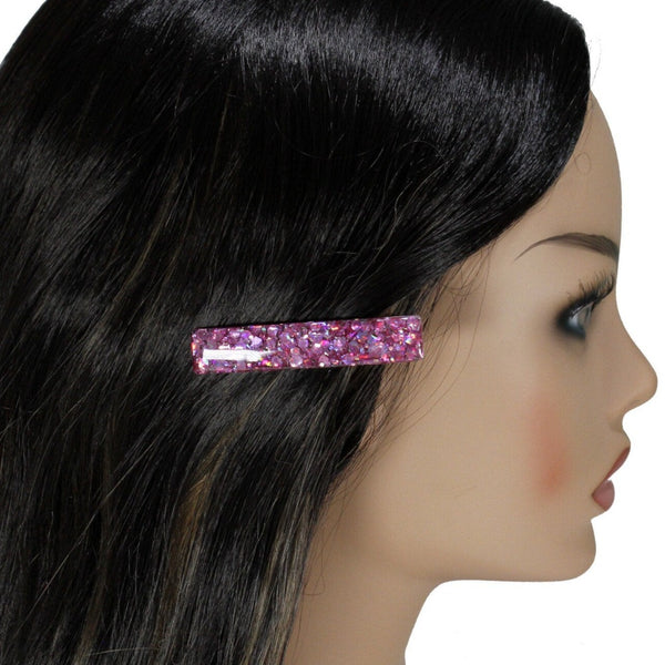 Purple sparkly glitter hair clip