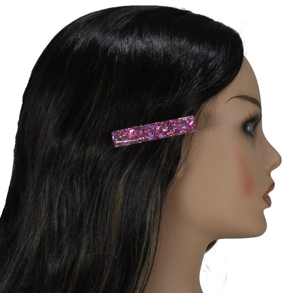Purple sparkly glitter hair clip
