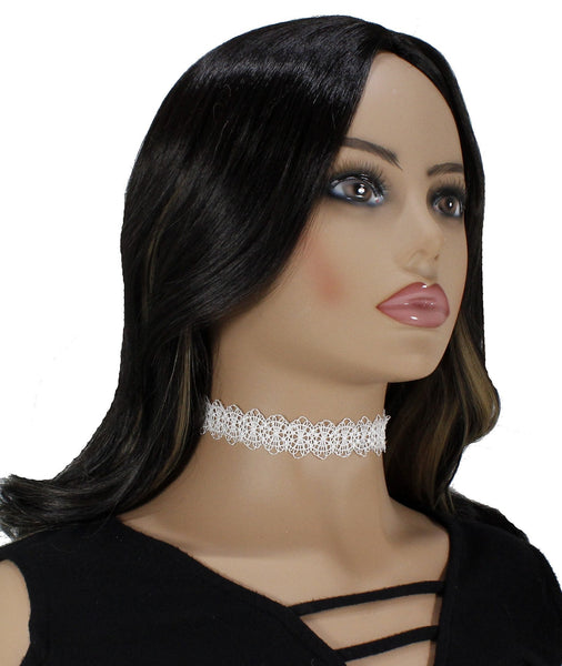 Simple and elegant black or white choker necklace for woman