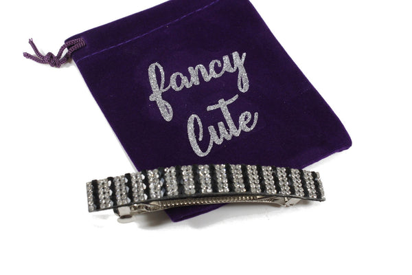 Black sparkle rhinestone hair barrette for women