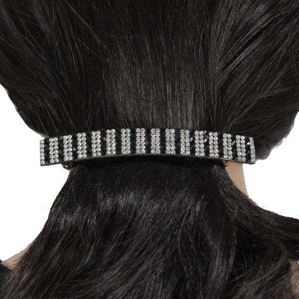 Black sparkle rhinestone hair barrette for women