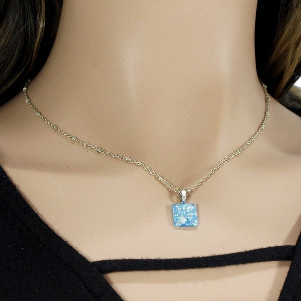 Sky blue charm necklace
