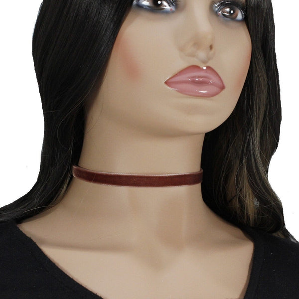simple soft brown velvet choker for women