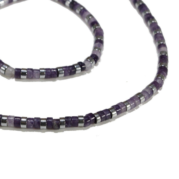 Natural lilac jade gemstone beaded choker necklace for women
