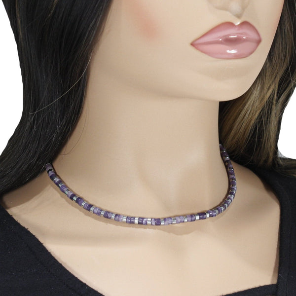 Natural lilac jade gemstone choker necklace for women