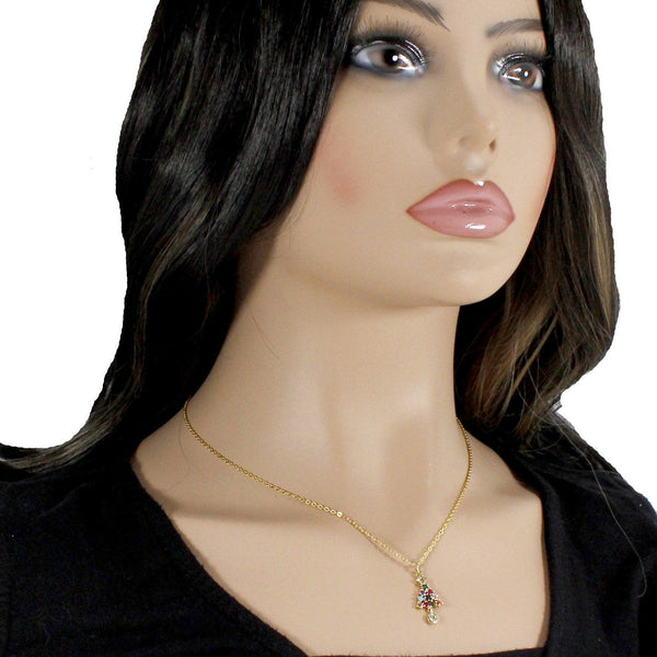 Cubic zirconia colorful Christmas tree necklace