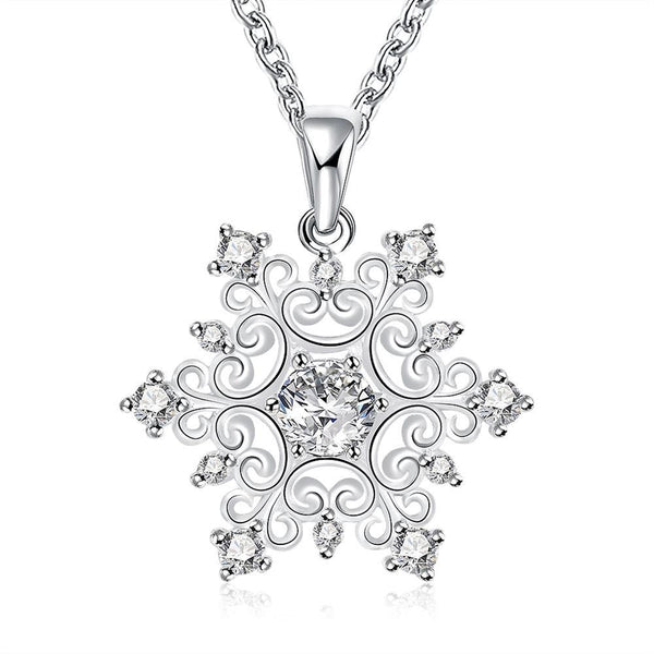 Snowflake necklace for women with cubic zirconia