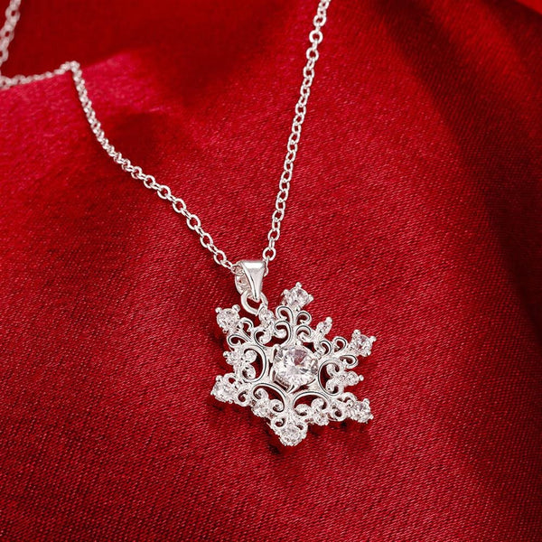 Snowflake necklace for women with cubic zirconia
