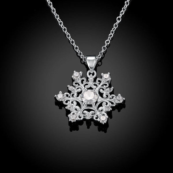 Snowflake necklace for women with cubic zirconia