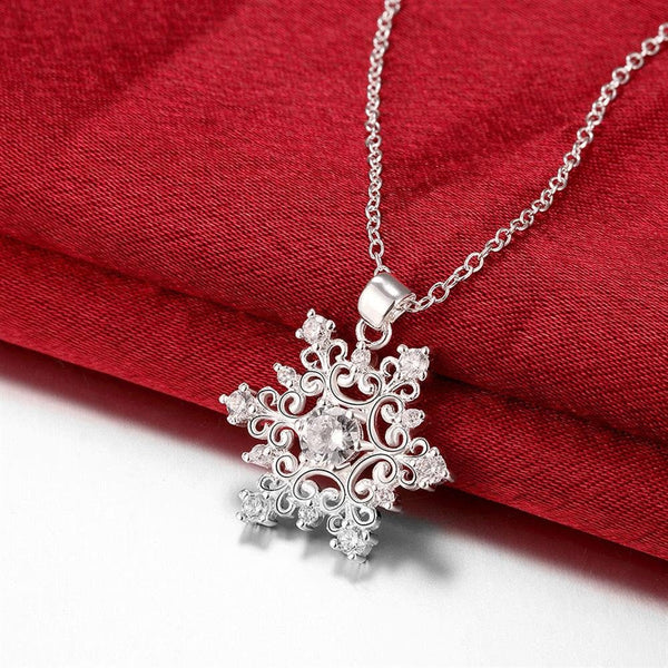 Snowflake necklace for women with cubic zirconia
