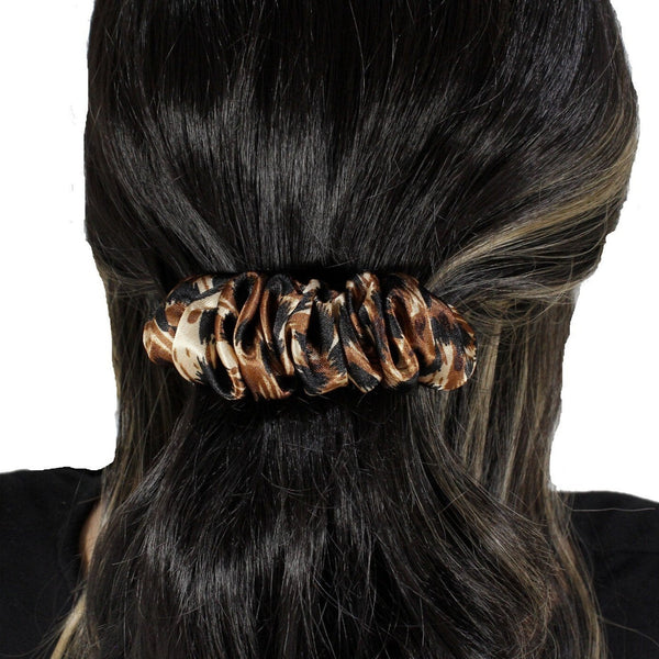 animal print silky satin barrette for women or girls.