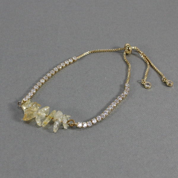 Bolo cubic zirconia and faux citrine bracelet