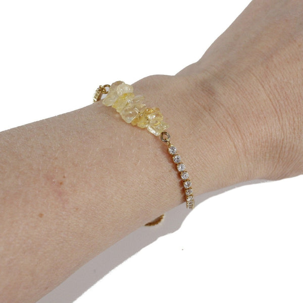 bolo bracelet with faux citrine gemstone