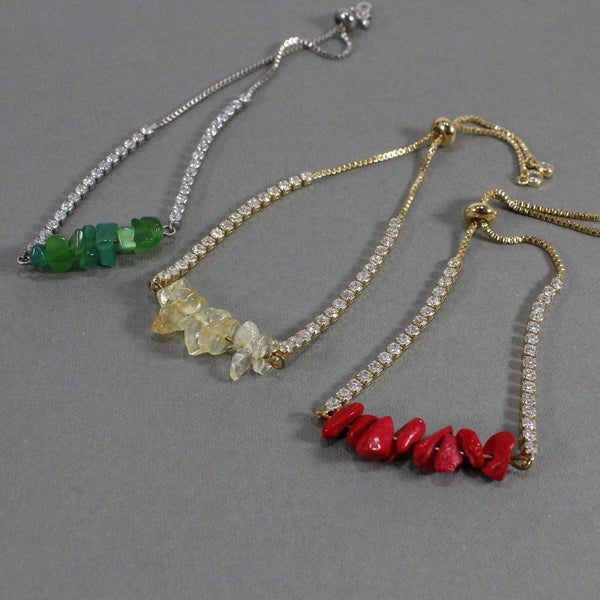 Bolo bracelet with faux coral beads for women.