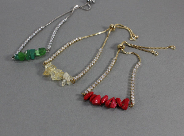 bolo bracelet with cubic zirconia and faux gemstones