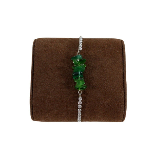 Dainty elegant emerald-green bolo bracelet
