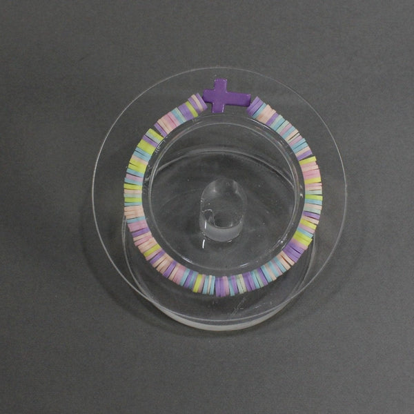 Pastel colors purple cross stretch bracelet for women