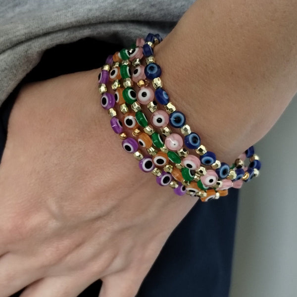 Evil eye stretch bracelets for women