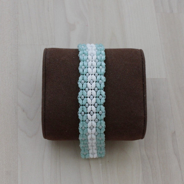 blue and white beaded bracelet for women