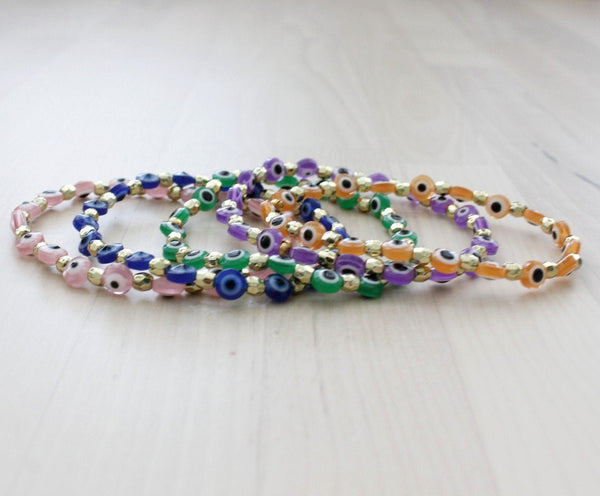 Evil eye stretch bracelets for women