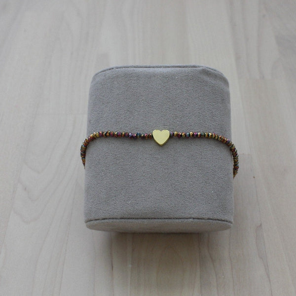 Adjustable stackable bracelet with heart charm
