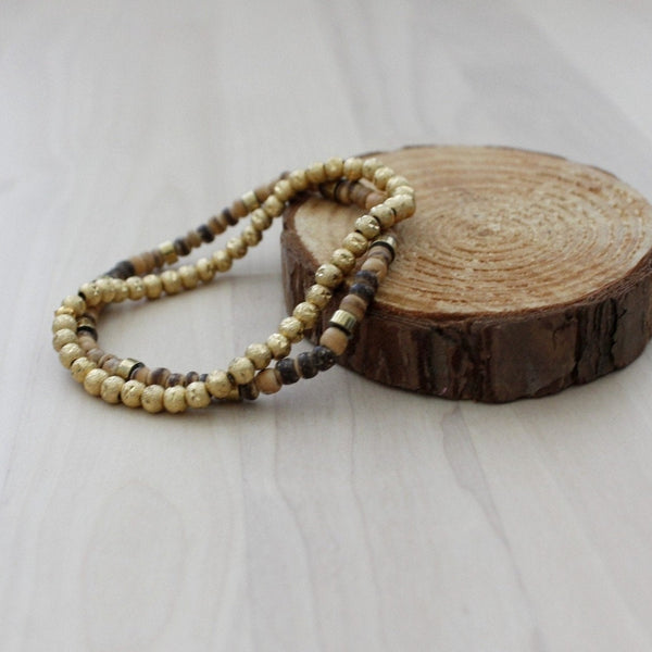 Stretch stackable bracelet set nature-inspired look