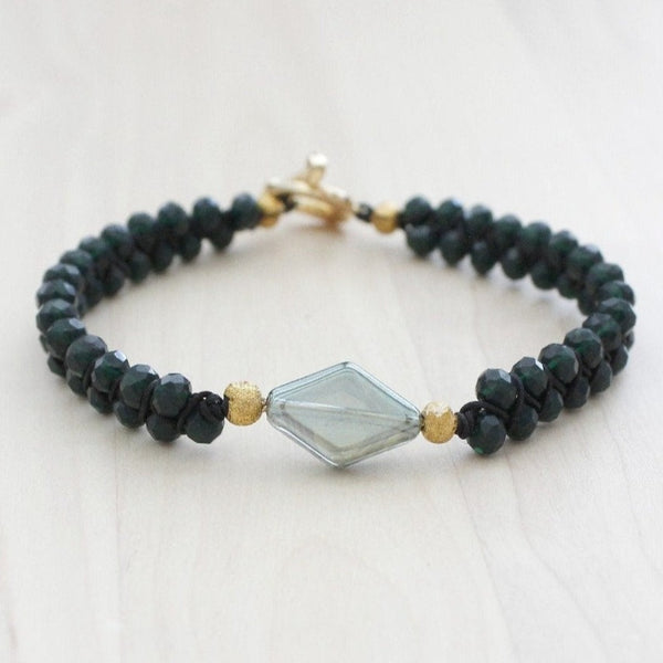 dark green with gold accent bracelet