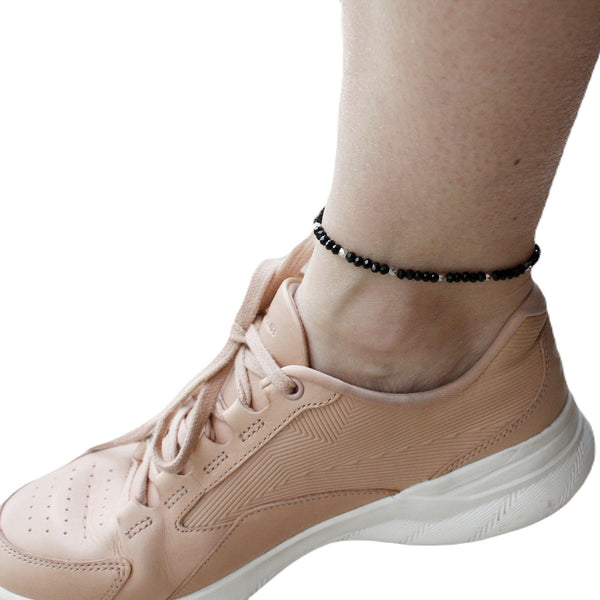 Black and silver anklet