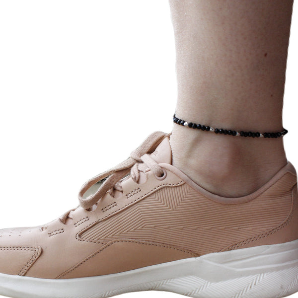 Black and silver anklet