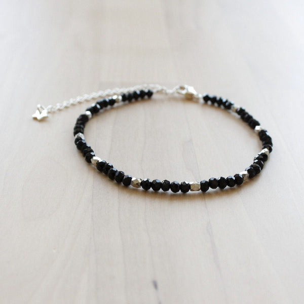 Black and silver anklet