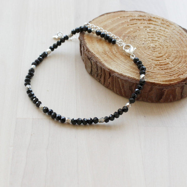 Black and silver anklet