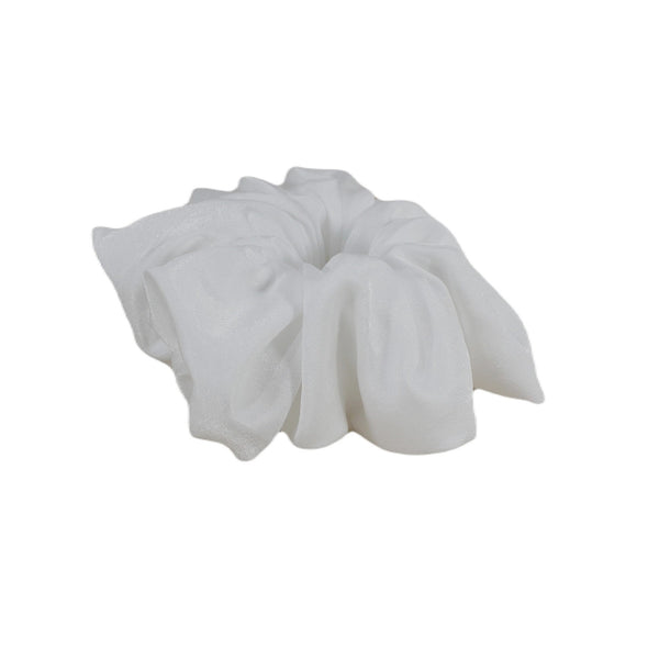 Pure white silky satin oversized scrunchie for woman and girls