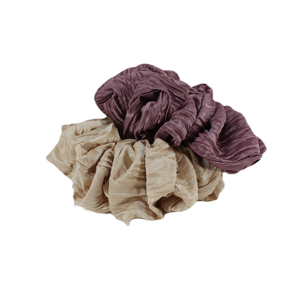 Beige and purple silky satin oversized scrunchie for woman or girls
