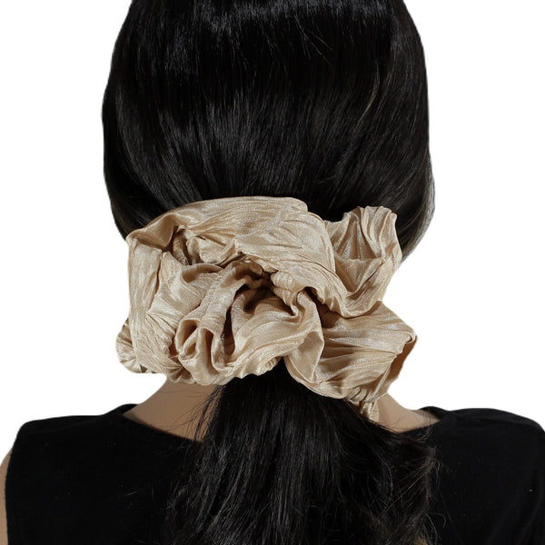 Beige and purple silky satin oversized scrunchie for woman or girls