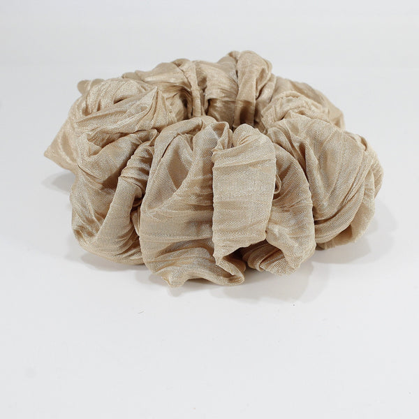 Beige and purple silky satin oversized scrunchie for woman or girls