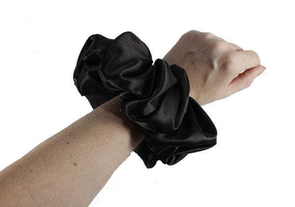 Black oversized silky scrunchie