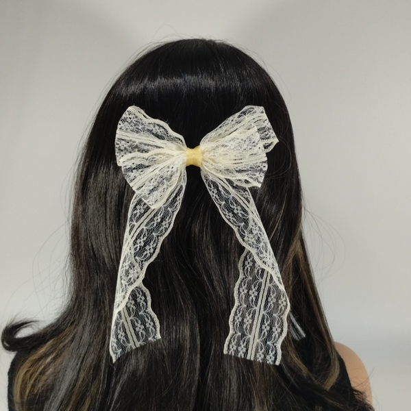 Lace hair bow barrette clip