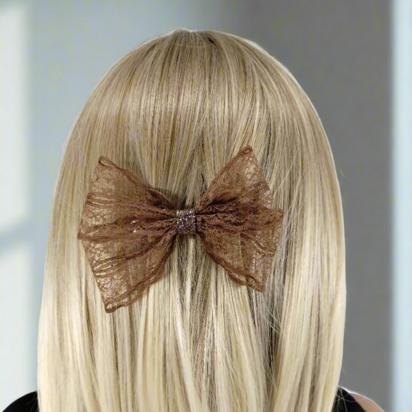 Lace hair bow barrette clip