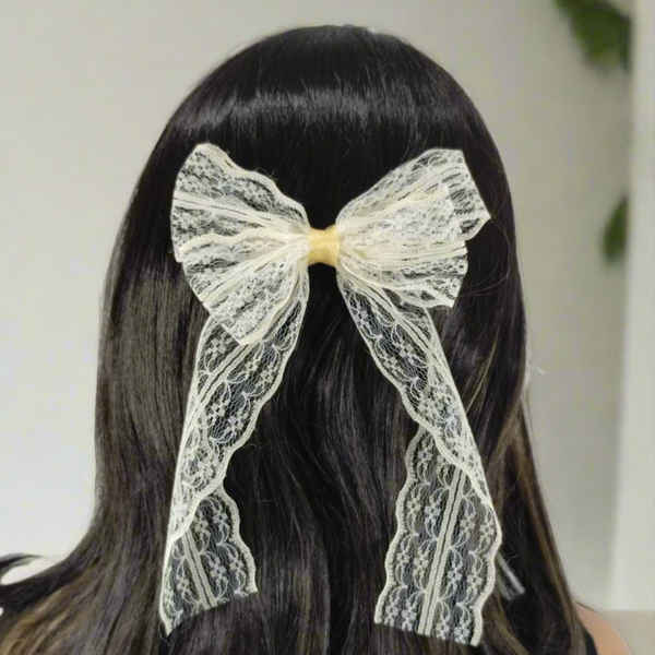 Lace hair bow barrette clip