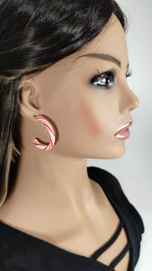 Cute candy cane hoop earrings